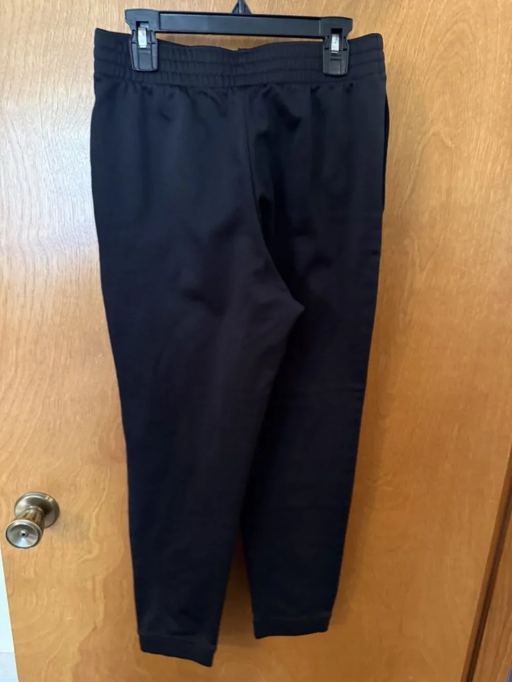 Nike Dri-Fit Boys Fleece Black Joggers Sweatpants White Swoosh Size Large Pocket